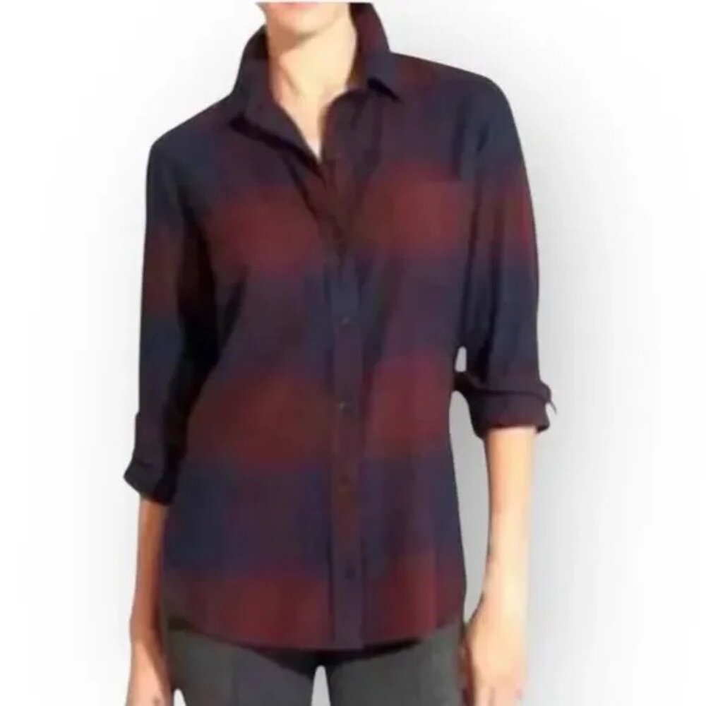 Athleta Plaid Flannel Shirt in Wild Raisin